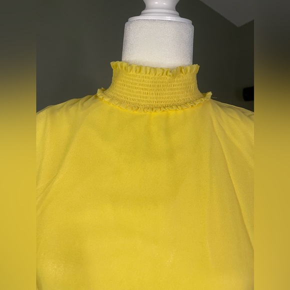 GROGEOUS NWT Nannette Yellow Glimmer Lepore Chiffon Pleated Midi Dress Sz 6 - Picture 4 of 13